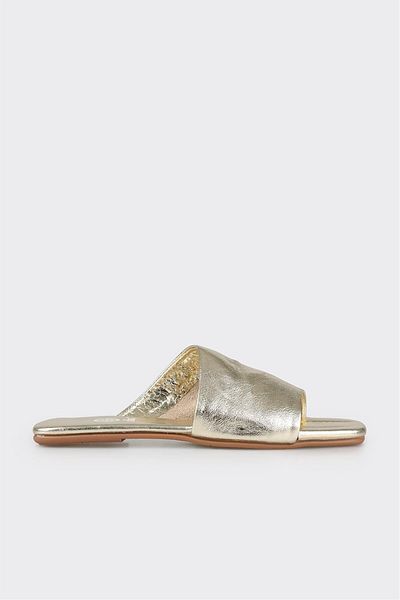 Elle Shoes شبشب نسائي من الجلد الذهبي