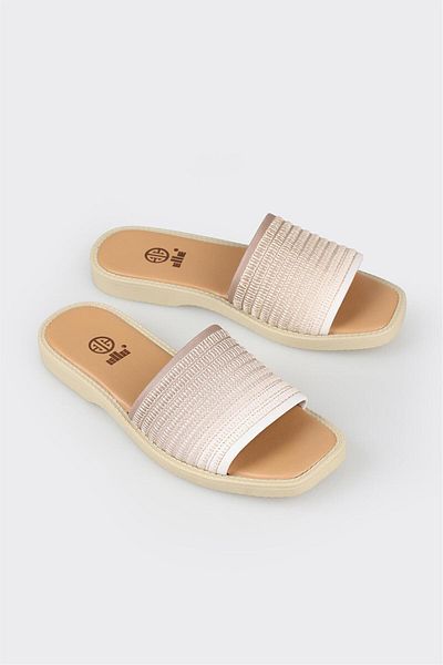 Elle Shoes Natural Leather Women's Flat Slippers