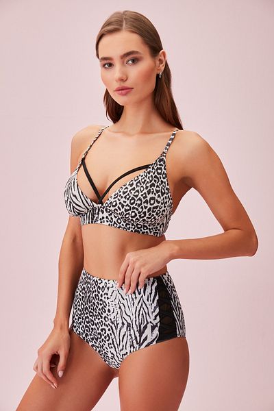 SUWEN Bikinihose aus Tüll mit hoher Taille