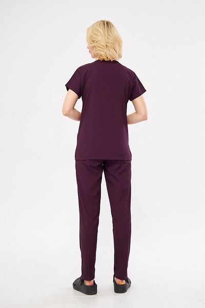 Class Üniforma Costum chirurgical cu mâneci liliac din lycra din bumbac înalt de prune întunecat