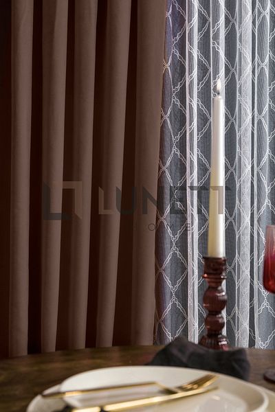 LUNETT HOME READY TO USE BROWN PILLET-FREE EXTRAFORCED FLAT STRUT PHONE CURTAIN SINGLE WING 9249