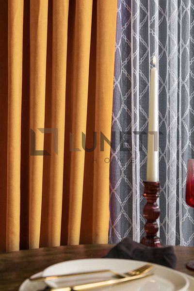LUNETT HOME Mustard Color 1X3 Background Curtain - Close Pleated, Single Blades, Ready to Use 9202