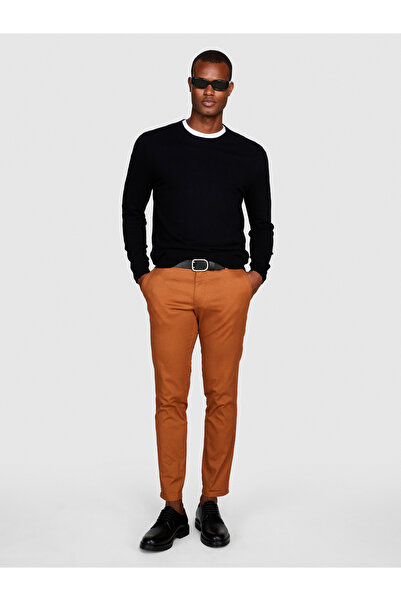 Sisley سترة رجالية سوداء من مزيج القطن بياقة الدراجة