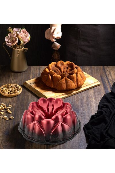 LİNANCA Spoon Granite Cast Cake Mold Red 26 Cm