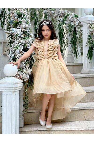 nisaykids KIZ ÇOCUK ÖNÜ KISA ARKASI UZUN ABİYE VE TAÇ