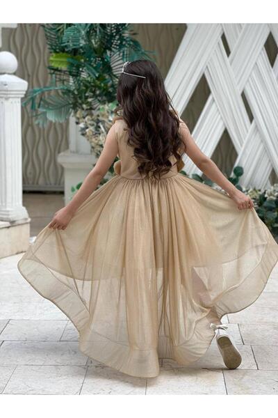 nisaykids KIZ ÇOCUK ÖNÜ KISA ARKASI UZUN ABİYE VE TAÇ