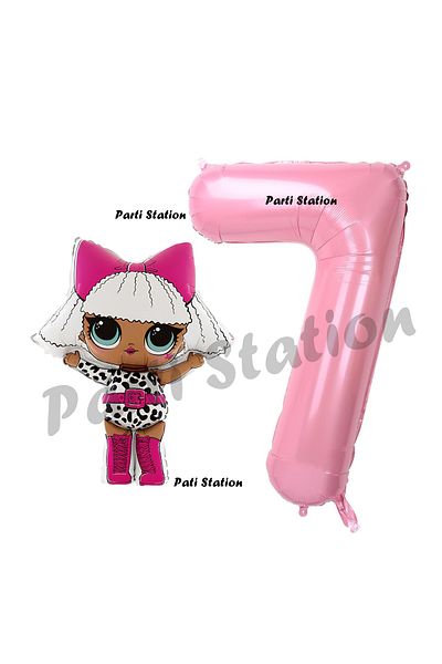 Parti Station 7 Year Old Baby Diva LOL Balloon and Pink Number Birthday Party Set