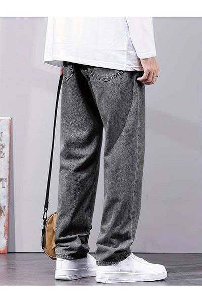 Cuqq Denim Ανδρικό φαρδύ μοντέλο Acid Wash Grey Jeans Παντελόνι Jean