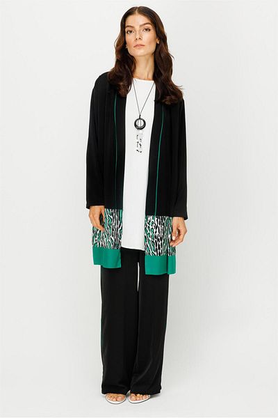 Esswaap Leopard Detailed Jacket Iççunik Pants Necklace Set Green