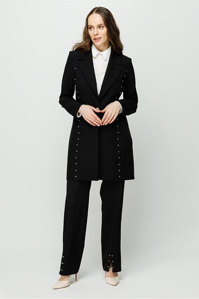 Esswaap Stone Embroidery Detailed Trousers Jacket Set Black