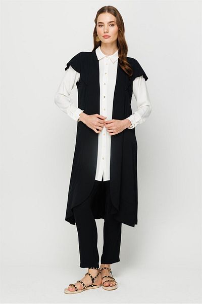 Esswaap Nail Sleeve Vest Tunic Trousers Vest Set Black