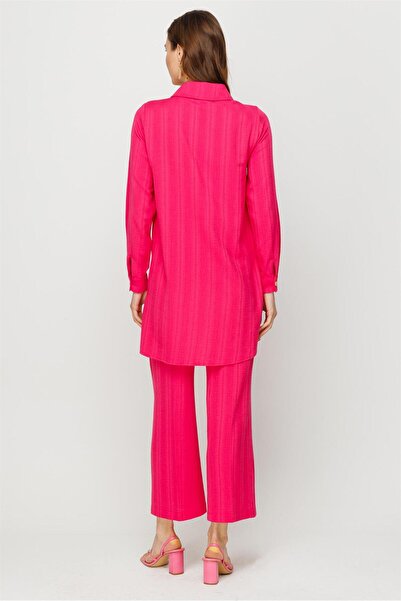 Esswaap Rahat Kumaş Pantolon Tunik Takım Fuşya