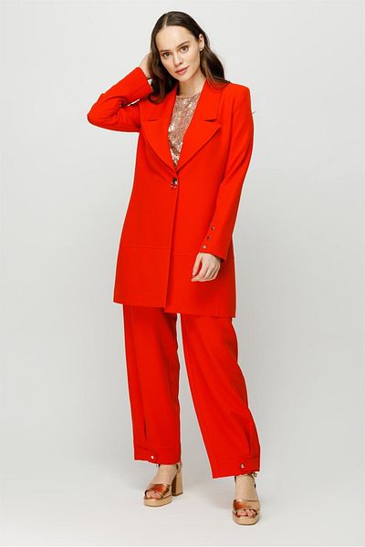 Esswaap Snap Detailed Oversize Jacket Trousers Set Orange