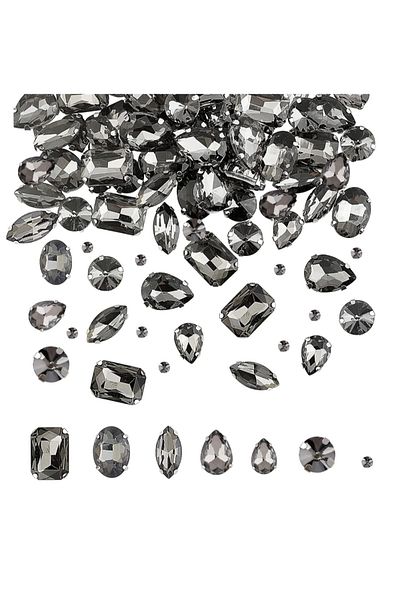 yiğit aksesuar 100 Pieces Mixed Case Strut Gray Glass Stone Elite Series