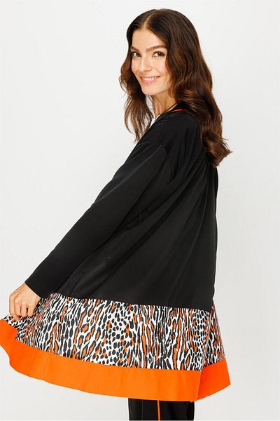 Esswaap Leopard Detailed Jacket Içunik Pants Necklace Set Orange