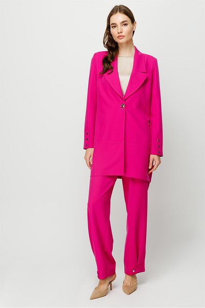 Esswaap Snap Detailed Oversize Jacket Trousers Set Fuchsia