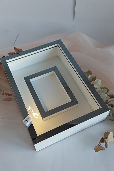 Verda Çerçeve Ledli 25x35 Cm Füme-beyaz Fotoğraf Alanlı Model Tasarım Gül Kut...
