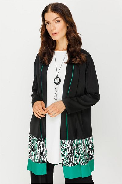 Esswaap Leopard Detailed Jacket Iççunik Pants Necklace Set Green