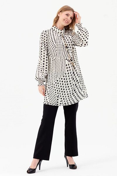 Esswaap Printed Point Patterned Tunic Trousers Set Black
