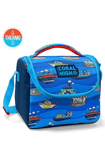 Coral High Cutie de prânz termică cu model de nave, albastru bleumarin pentru copii 11829