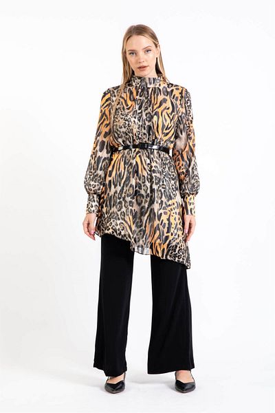 Esswaap Printed Tunic Trousers Set Brown