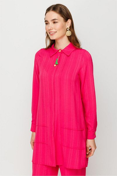 Esswaap Comfortable Fabric Trousers Tunic Set Fuchsia
