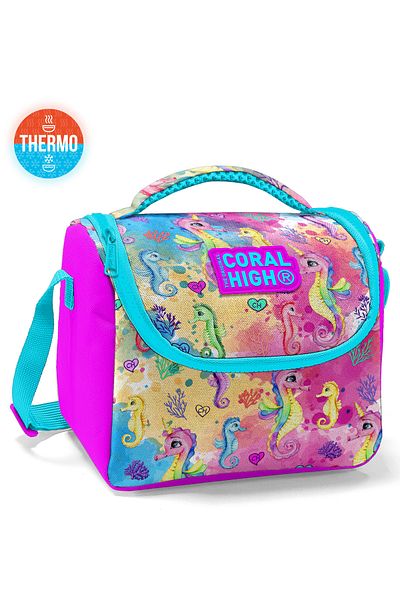 Coral High Kids Pink Colorful Seahorse Patterned Thermo Lunchbox 11825