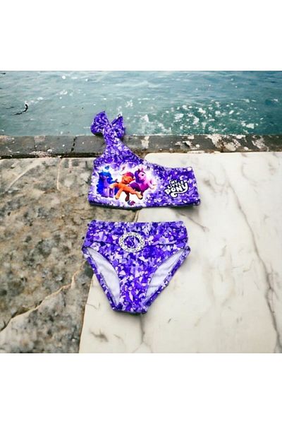 Esterella Kinder-bikini-set Mit One-shoulder-schnalle Und Gürtel – Schleifendetail