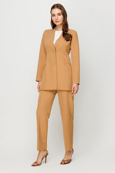 Esswaap Stone Gluing Detailed Sports Jacket Trousers Set Camel