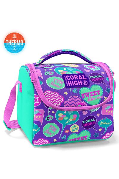 Coral High Kids Water Green Purple Patterned Thermo Lunchbox 11826