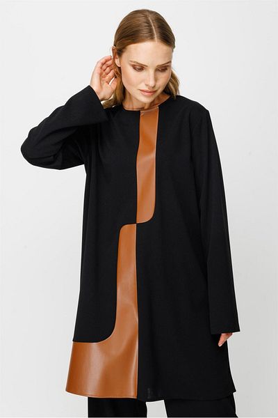 Esswaap Leather Detailed Trousers Tunic Set Black