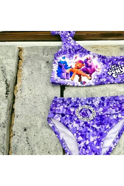 Esterella Kinder-bikini-set Mit One-shoulder-schnalle Und Gürtel – Schleifendetail