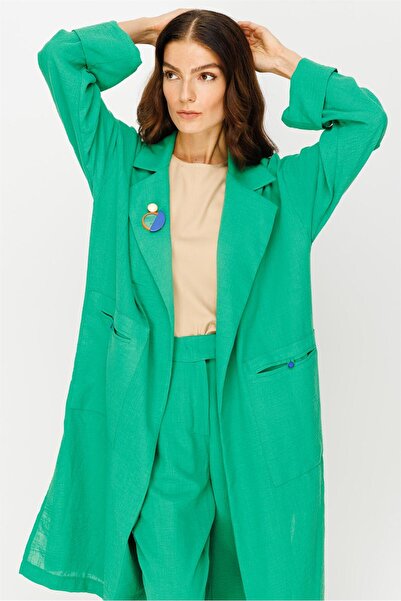 Esswaap Keten Kumaş Ceket Pantolon Takım Yeşil