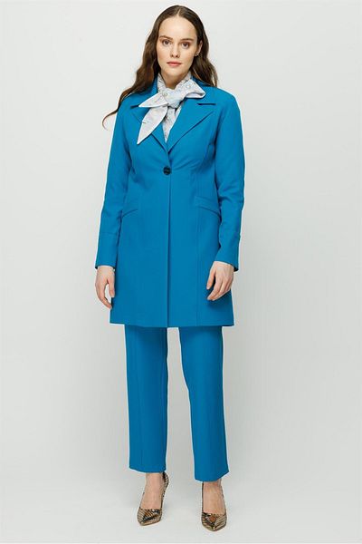 Esswaap Pocket Detailed Trousers Jacket Set Turquoise