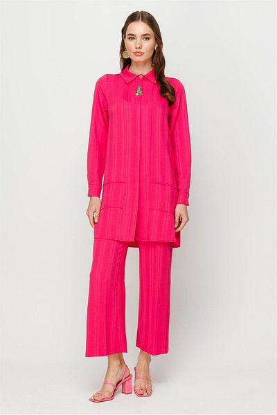Esswaap Comfortable Fabric Trousers Tunic Set Fuchsia