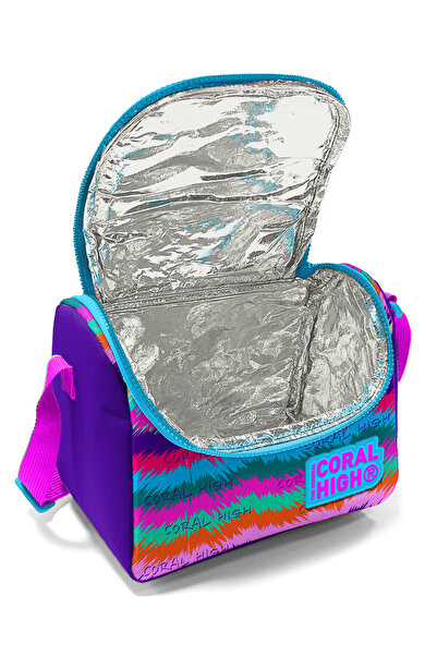 Coral High Kids Purple Pink Cat Patterned Thermo Lunchbox 11859