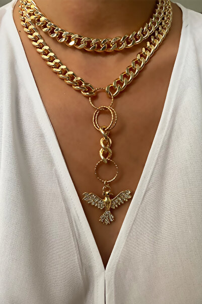 Pridza Çift Sıralı Ankakuş Figür Kolye