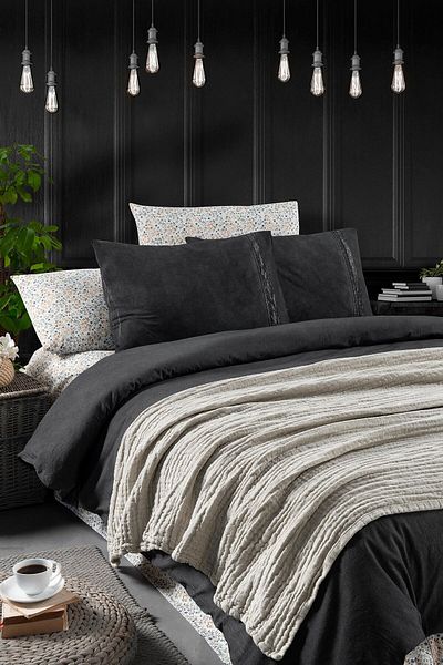 Miespiga Şal rustic cu 3 straturi din in, cu două feţe, umplut cu fibre super moi, patru anotimpuri, 140x190cm