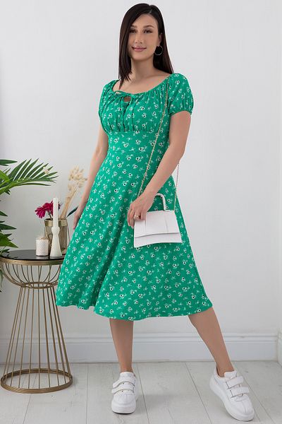 PULLIMM Rochie florală cu șireturi, guler fără bretele 972-3014