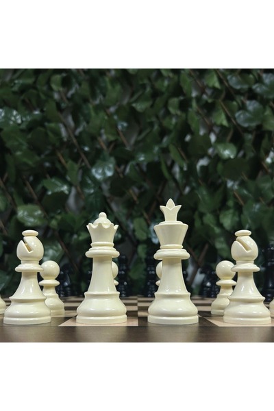 Yeni Satranç Floklu Profesyonel Satranç Taşları - Ceviz Ahşap Satranç Zemini (UV Baskı)