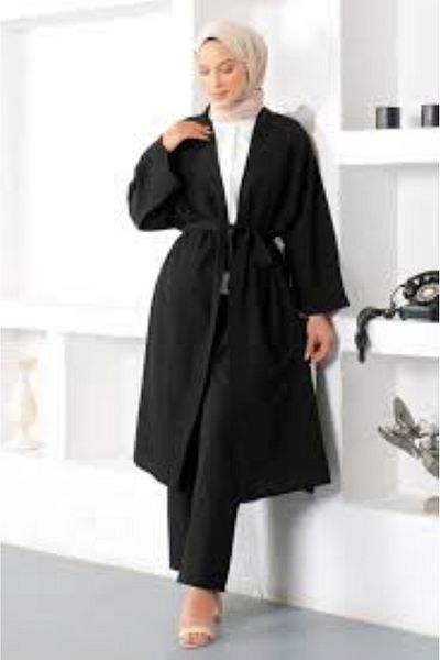 CNG MODA :Plus Size Hijab Belted Kimono
