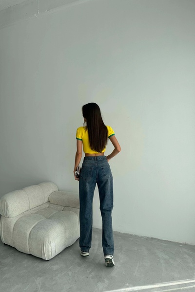 Eka Blugi de damă albastru închis cu talie înaltă 0999-24036