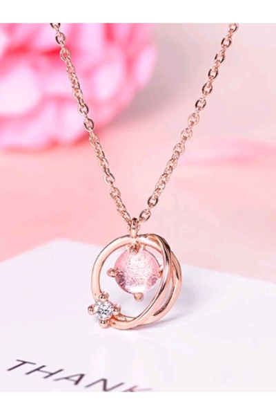 Shisa Jewel Rose Gold Evimli Pembe Gezegen Kolye. (81)