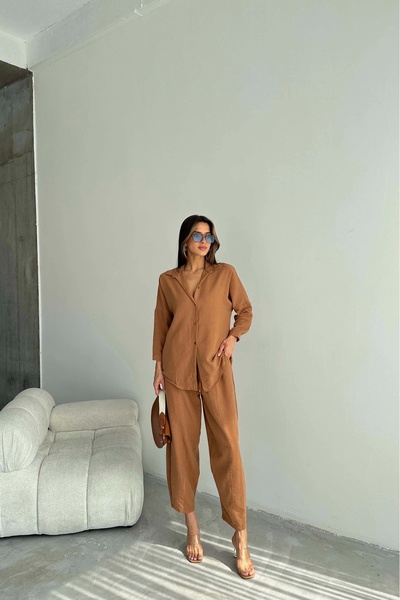 Eka Set cămașă de in bronz pentru femei 1018-0241