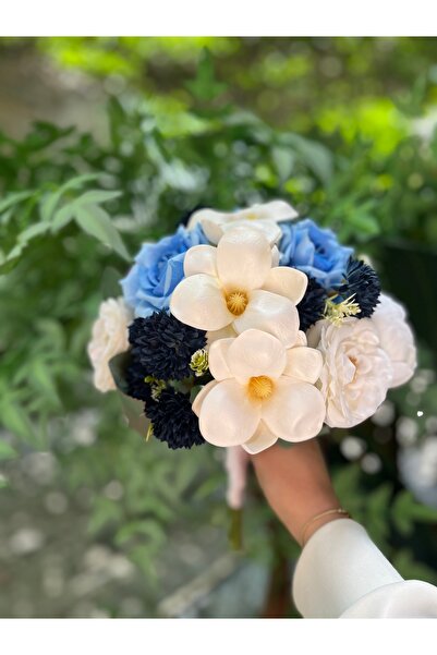 Pika Manolyalı Gelin Buketi - Lacivert gelin çiçeği - Gelin el buketi - Nişan...