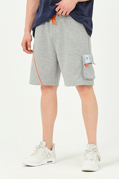 Owut Collection Gray Orange Detailed Cargo Pocket Men's Shorts