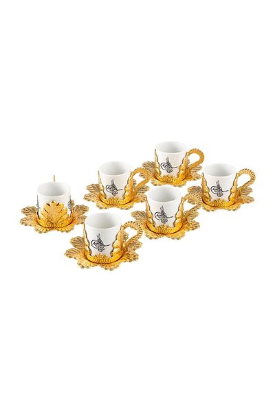 Sena Tuğra 6-Piece Turkish Coffee Cup Presentation Set