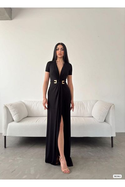 Mekafashion Βραδινό φόρεμα 582862 - Οκτώβριος Λεπτομέρεια μέσης