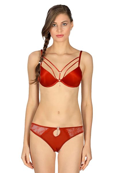tubgen Le Jardin Lace and Stone Detailed Underwire Supported Silicone Bra Panties Set 5020