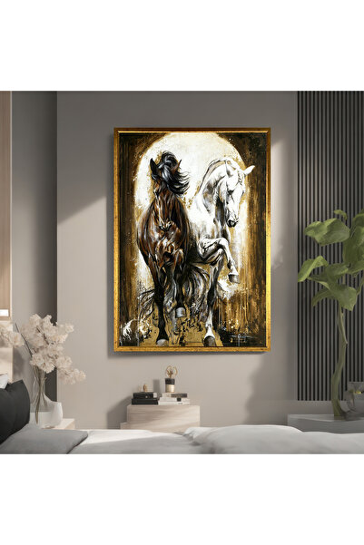 TrendCanvasArt Yağlıboya Görünümlü At Kanvas Tablo,  Dekoratif Hayvan Resmi
